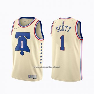 Maglia Philadelphia 76ers Mike Scott #1 Earned 2020-21 Crema