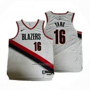 Maglia Portland Trail Blazers Hansen Yang No 16 Association 2024-25 Bianco