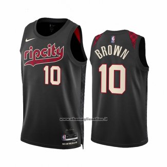 Maglia Portland Trail Blazers Moses Brown #10 Citta 2023-24 Nero