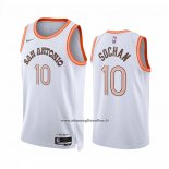 Maglia San Antonio Spurs Jeremy Sochan #10 Citta 2023-24 Bianco