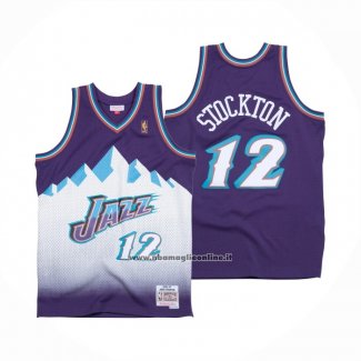 Maglia Utah Jazz John Stockton #12 Hardwood Classics Throwback 1996-97 Viola