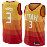 Maglia Utah Jazz Ricky Rubio NO 3 Citta 2017-18 Arancione