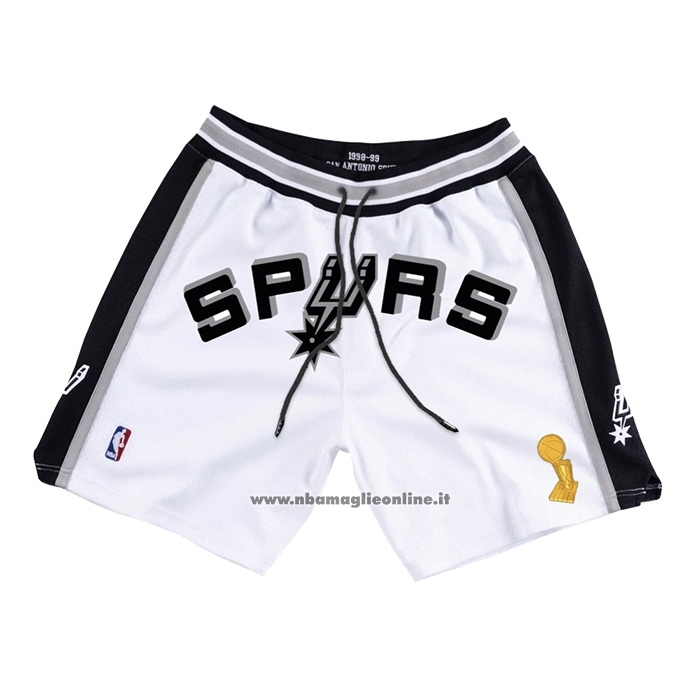 Pantaloncini San Antonio Spurs Just Don Bianco Poco Prezzo